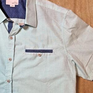 Craft + Flow Men's Large Teal Blue Button Down Polo Shirt